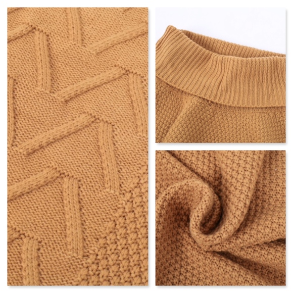 Camel Knit Cowl Neck Poncho One Size - Picture 8 of 8